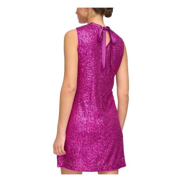 KENSIE DRESSES Womens Pink Lined Ribbon Tie Back Sleeveless Short Shift Dress 12 - Picture 2 of 4